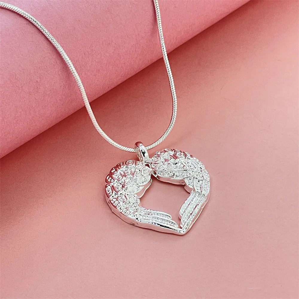 925 Silver Snake Necklace Heart-Shaped Pendant, Suitable For Men And Women To Wear Daily