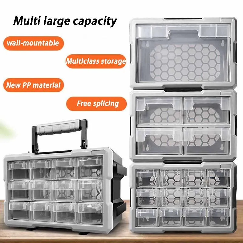 Caja de almacenamiento de piezas de herramientas portátil, organizador de Hardware multicajón, accesorios de embalaje de herramientas de