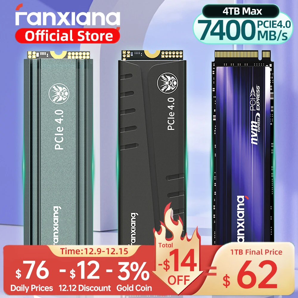 Fanxiang M.2 SSD S660/S770/S880 SSD NVMe M2 PCIe4.0 7400MB/s 1TB 2TB 4TB Internal Solid State Drive For PlayStation5/PS5 Desktop