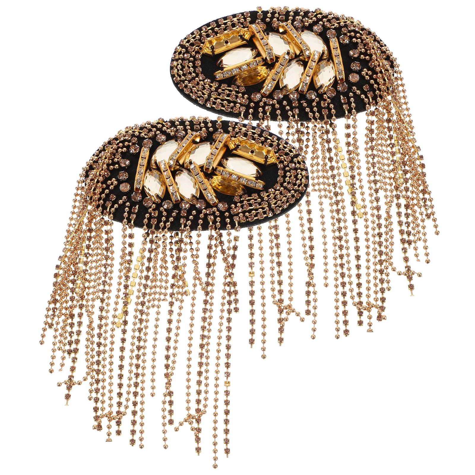 زوج واحد من لوح الكتف الفاخر مع كتف من حجر الراين بشرابة للرجال والنساء، إكسسوار بدلة مزخرفة عصرية #5