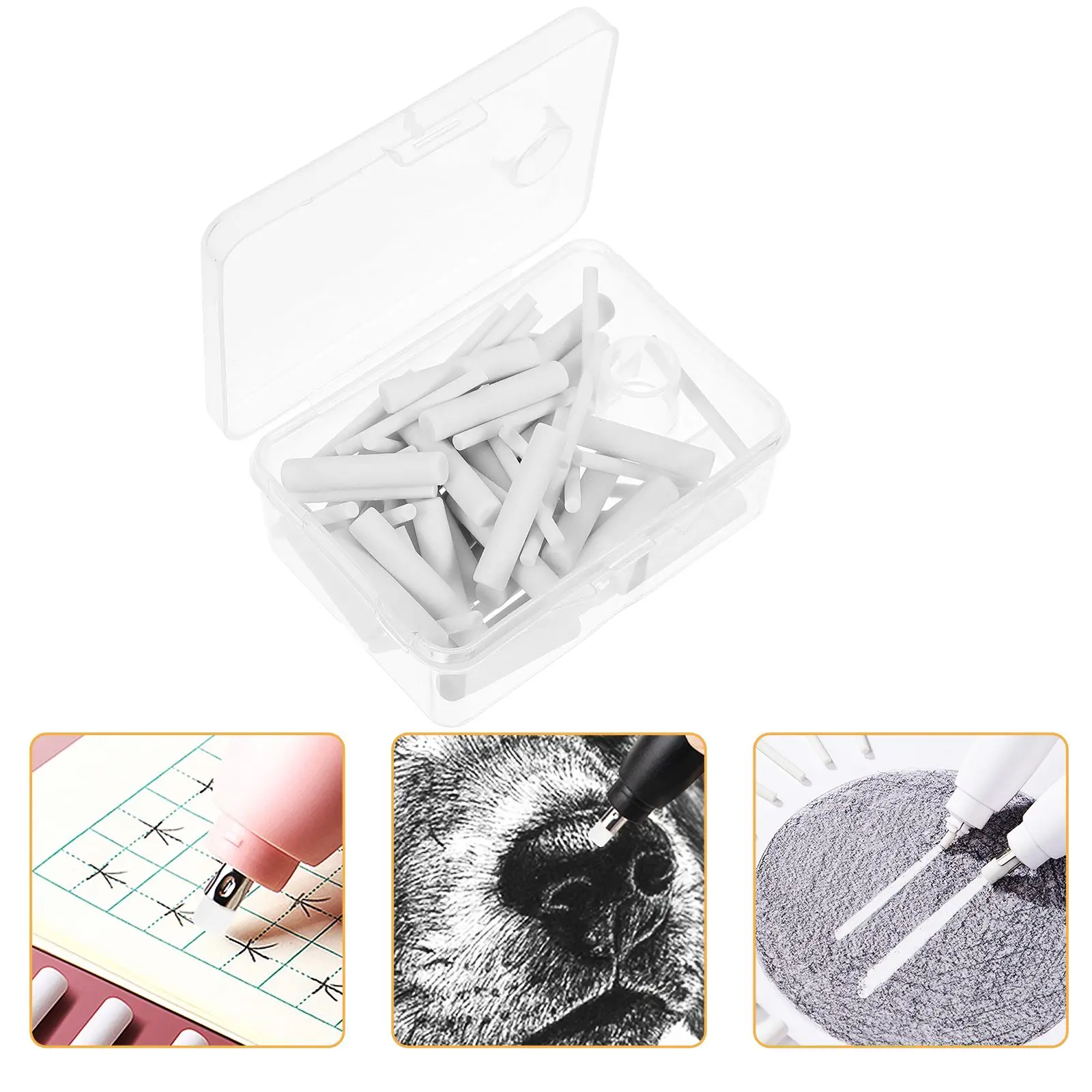 

70 Pcs Electric Eraser Cores 30 Thick 40 Thin Portable Sketch Erase Tool Drawing Refills Rubber Practical Compact Student Supply
