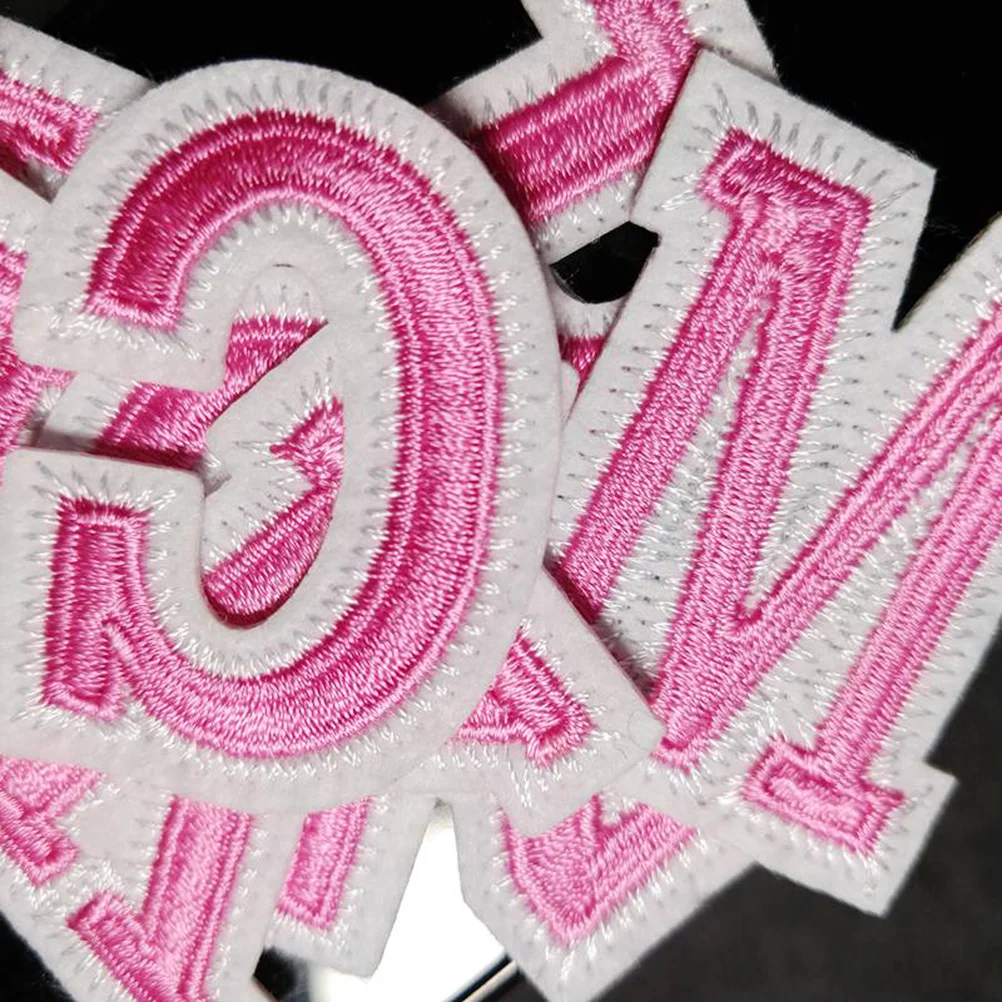 1 مجموعة الوردي الأبجدية التصحيح ملصق DIY المطرزة الملابس بقع للخياطة إصلاح الديكور على السترات أكياس القبعات #6