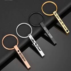 Trendy 2023 Personalized Stainless Steel Keyrings Custom Name Date Keychains For Women Men Jewelfy Gift