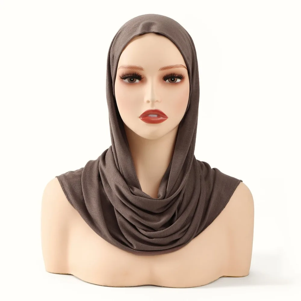 

Classic Modal Jersey Instant Hijab Cotton Stretch Solid Color Under scarf Breathable Wrap-Around Neck Hijab Caps for Women