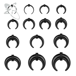 ZS 1PC 2G/4G/6G Buffalo Horn Nose Piercing Stainless Steel Pincher Septum Ring Stretcher Expander 8/10/11/12/15/16/18/22/25mm