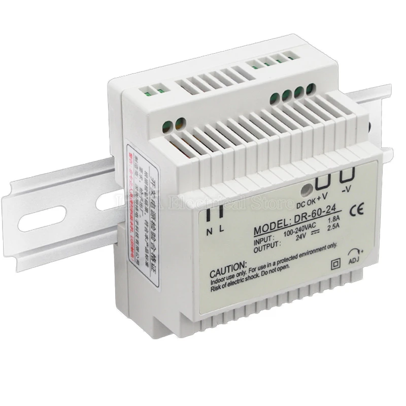 1Pcs DR-30 DR-60-24V DR-75 DR-120 DR-240 Rail Type Switching Power Supply 75W 120W 24V 5A Rail Clamping DC Transformer AC to DC