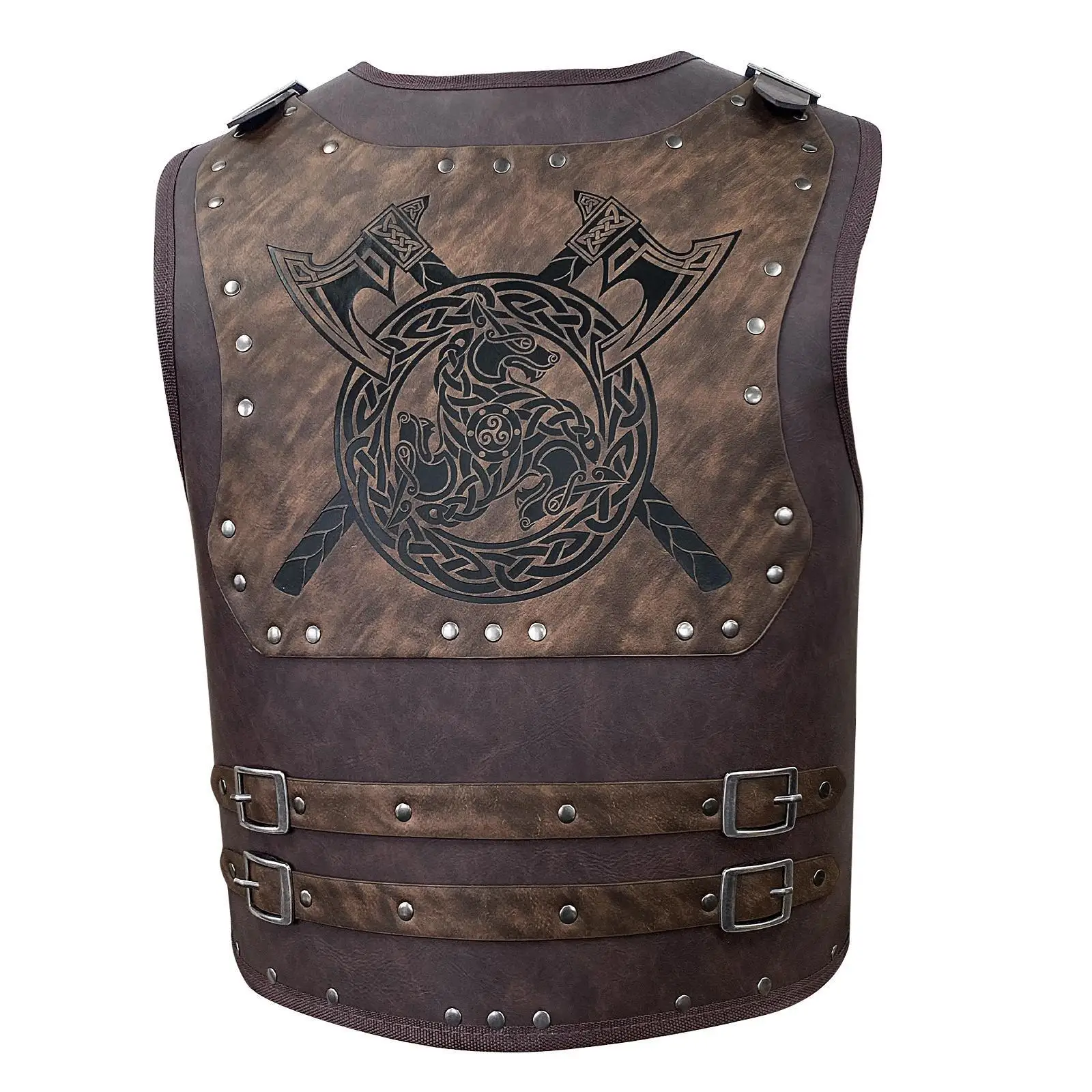 

Nordic style Viking half body leather armour vintage embossed COSPLAY stage props