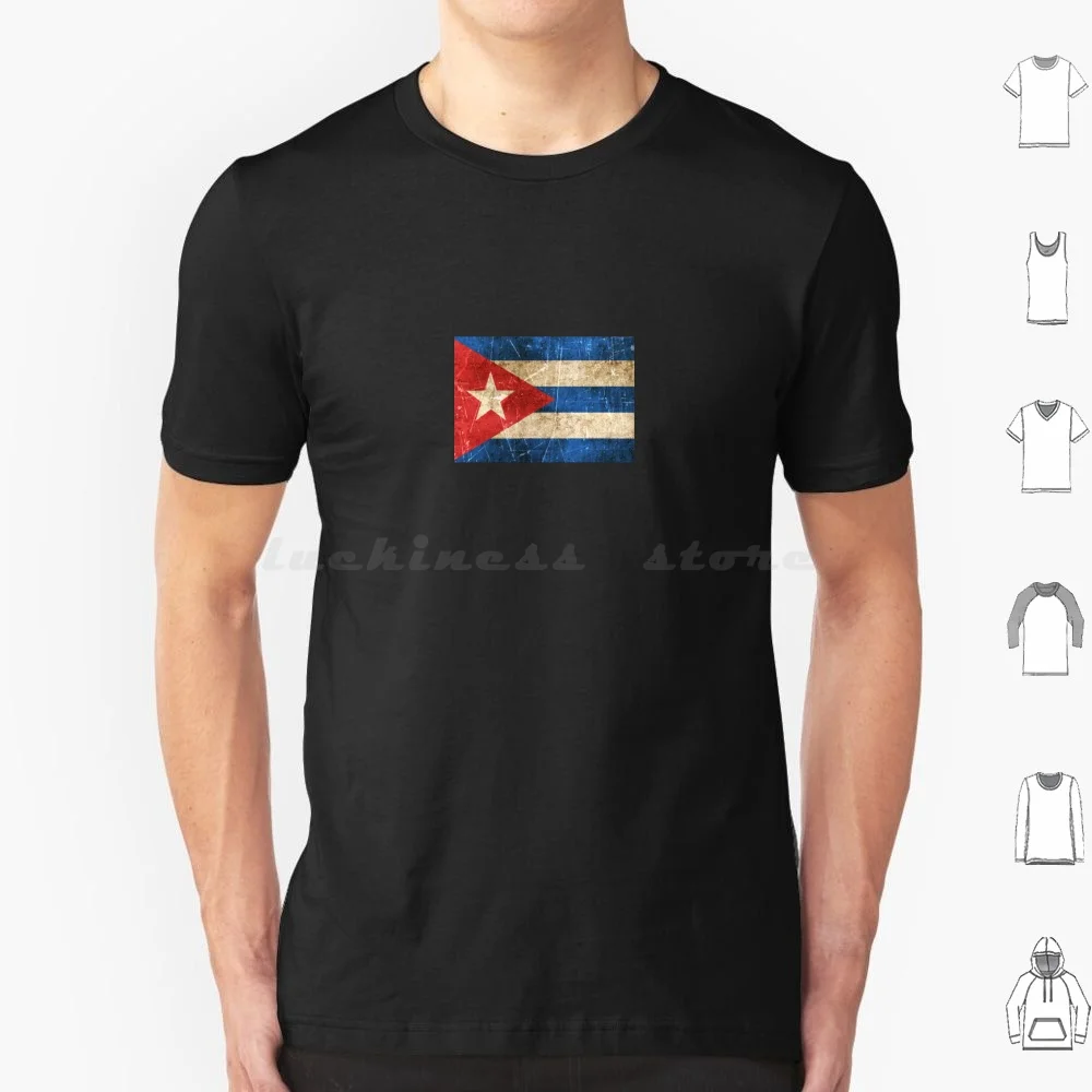 Vintage Aged And Scratched Cuban Flag T Shirt Big Size 100% Cotton Cuba Flag Of Cuba Cuban Cuban Flag Scratched Cuban Flag Aged