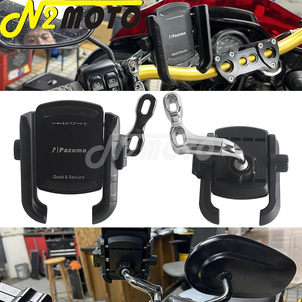 For Kawasaki Vulcan 900 1500 Suzuki Yamaha Honda GL1800 Harley Sportster Pan America BMW Motorcycle Handlebar Phone Holder Mount