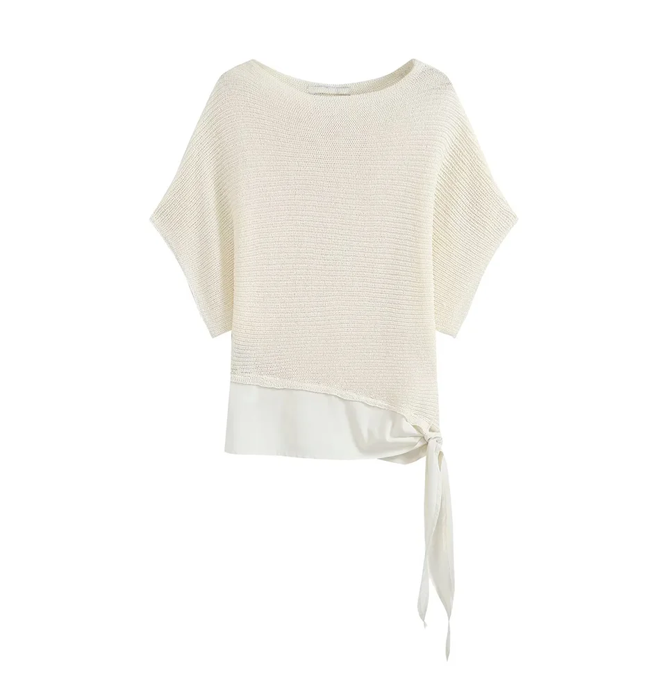 KONDALA Damen Elegante Geknotete Strickoberteile Schicker Freizeit-Bootshals-Kurzarm-Pullover 2026 Sommer Frühherbst Trendige Damenoberteile – Detail 3