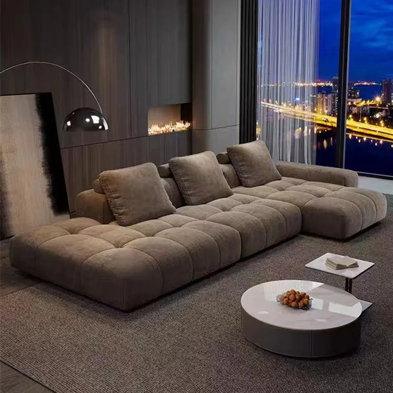 

Luxury Nordic fabric sofa retro cream wind straight row corner size apartment living room module sofa combination Modern home