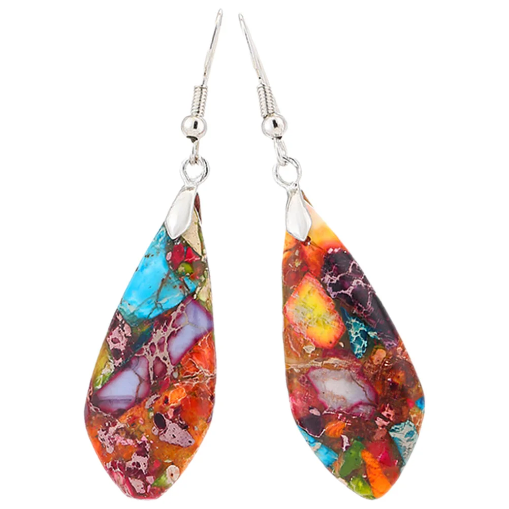 

1Pair Colorful Bohemian Stone Drop Earrings Teardrop Lightweight Dangle Earrings for Women Casual Formal Fashion Jewelry