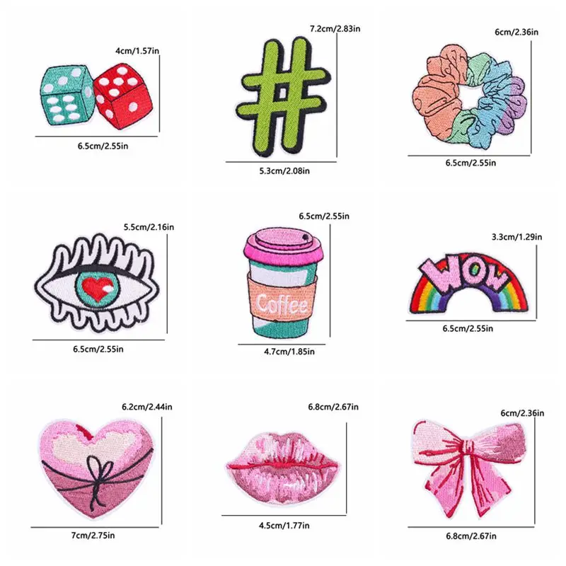 10PCS Wholesale Ballet Shoes/Bow Tie/Cherry Embroidered Patch Iron On Patches For Clothing Thermoadhesive Patches On Clothes DIY