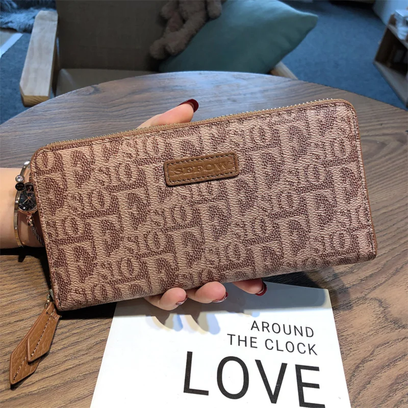 2024 New Women Wallets Letter Pattern Long Wallet Real Leather Female Purse For Cell Phone Calfskin Clutch Bag Brand Card Holder