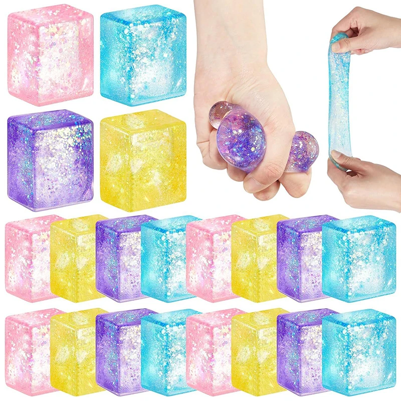 Juguete antiestrés de cubitos de hielo de colores blandos para aliviar el estrés, reductor de estrés de crecimiento lento exprimible divertido para niños y adultos, 1 ud.