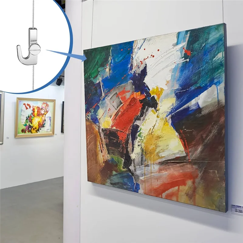 ABFU-조정 가능한 후크 12개 그림용 걸이 시스템 레일 행거 전시회 미술관 용품용