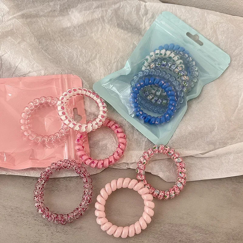 6pcs/bag Candy Color High Elastic Hair Bands Girls Hair Ties Frosted Spiral Cord Rubber Bands Rope Stretch Headwear Accessories