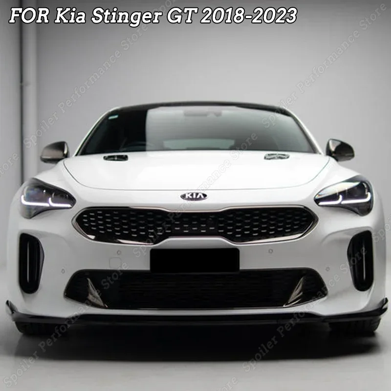 3Pcs Car Front Bumper Splitter Lip Diffuser Spoiler Guard Deflector For Kia Stinger GT 2018-2023 Tuning ABS Plastic Gloss Black