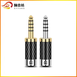 QYFANG 4.4mm 5 Pole Balanced Stereo Adapter Carbon Fiber Audio Jack Rhodium Plated Earphone Plug Wire Connector For NW-WM1ZA4.4