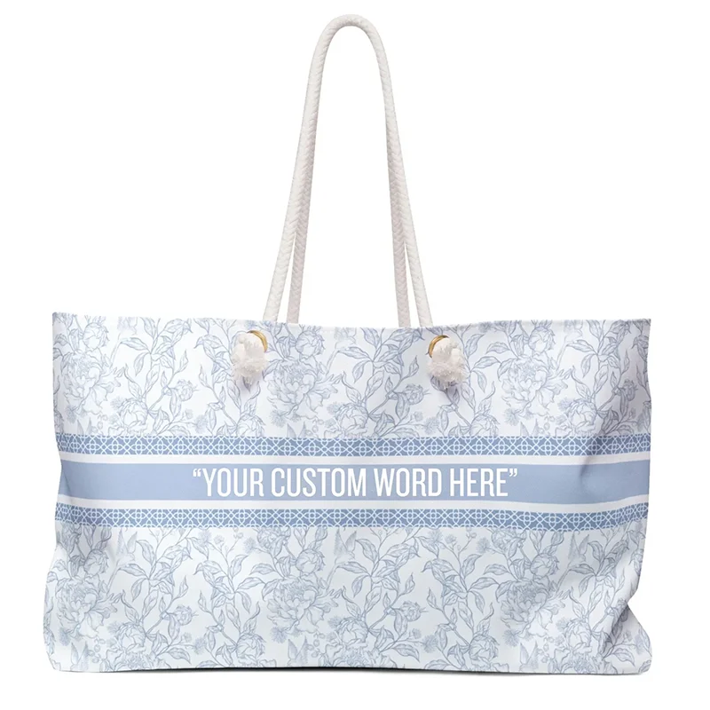 Personalized Customization Ladies Large Capacity Canvas Rope Tote Bag Letter Pattern Design Beach Bag Weekend Bag