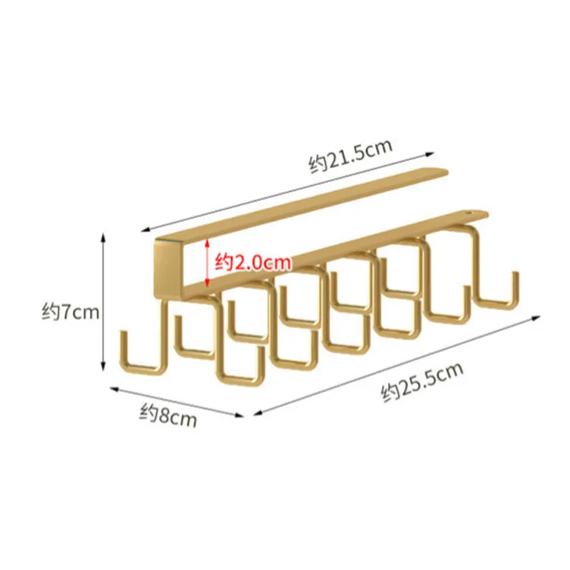 YFY Punch-free Double-row Hooks Kitchen Cupboard Under Shelf Mug Cup Hanger Hook Iron Rack Holder Kitchen Cabinet Organizer 6