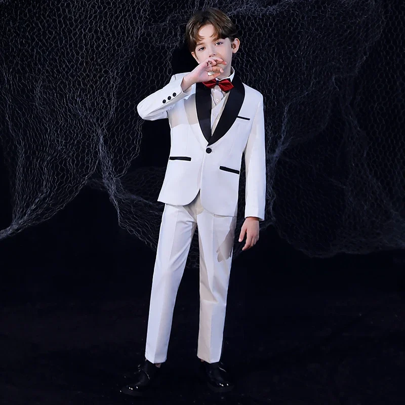 

Boys Formal Suit British Handsome Host Dress Set for Children Piano Walk Show Performance Costumes Teen Kids Wedding Gowns 12 Y