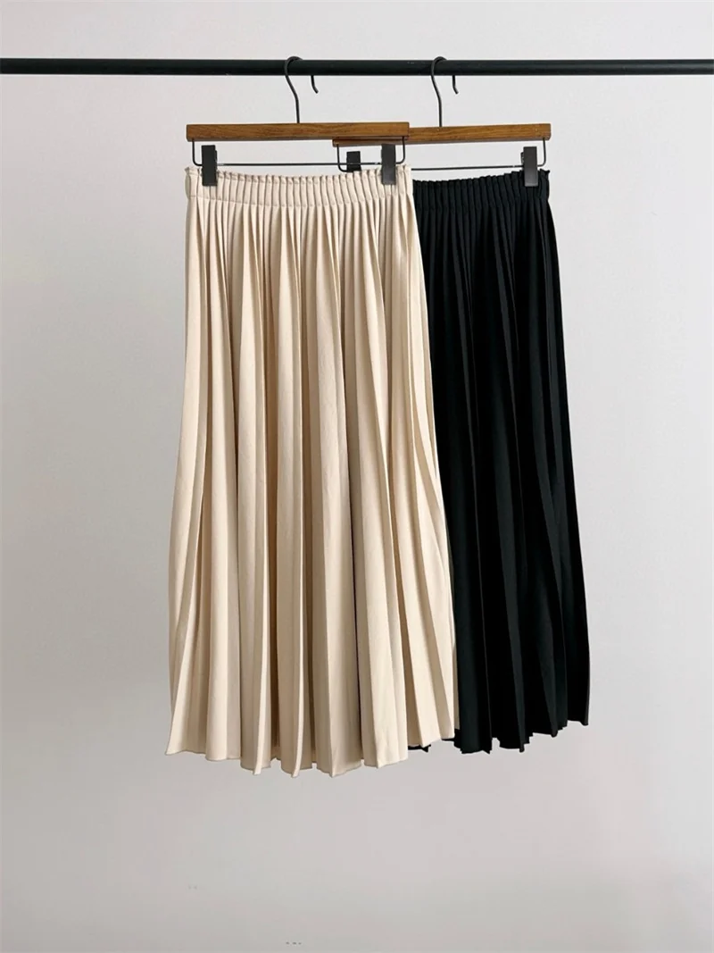 

2024 New Spring Summer Solid Pleated Skirt for Women