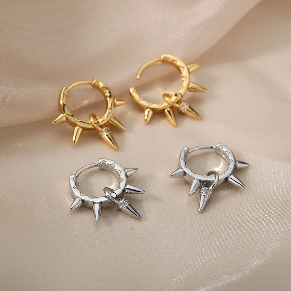 Punk Jewelry Rivet Thorns Ear Studs Steampunk Girl Fashion Earrings Versatile Ears Circles ins Style Accessories Friend Gifts