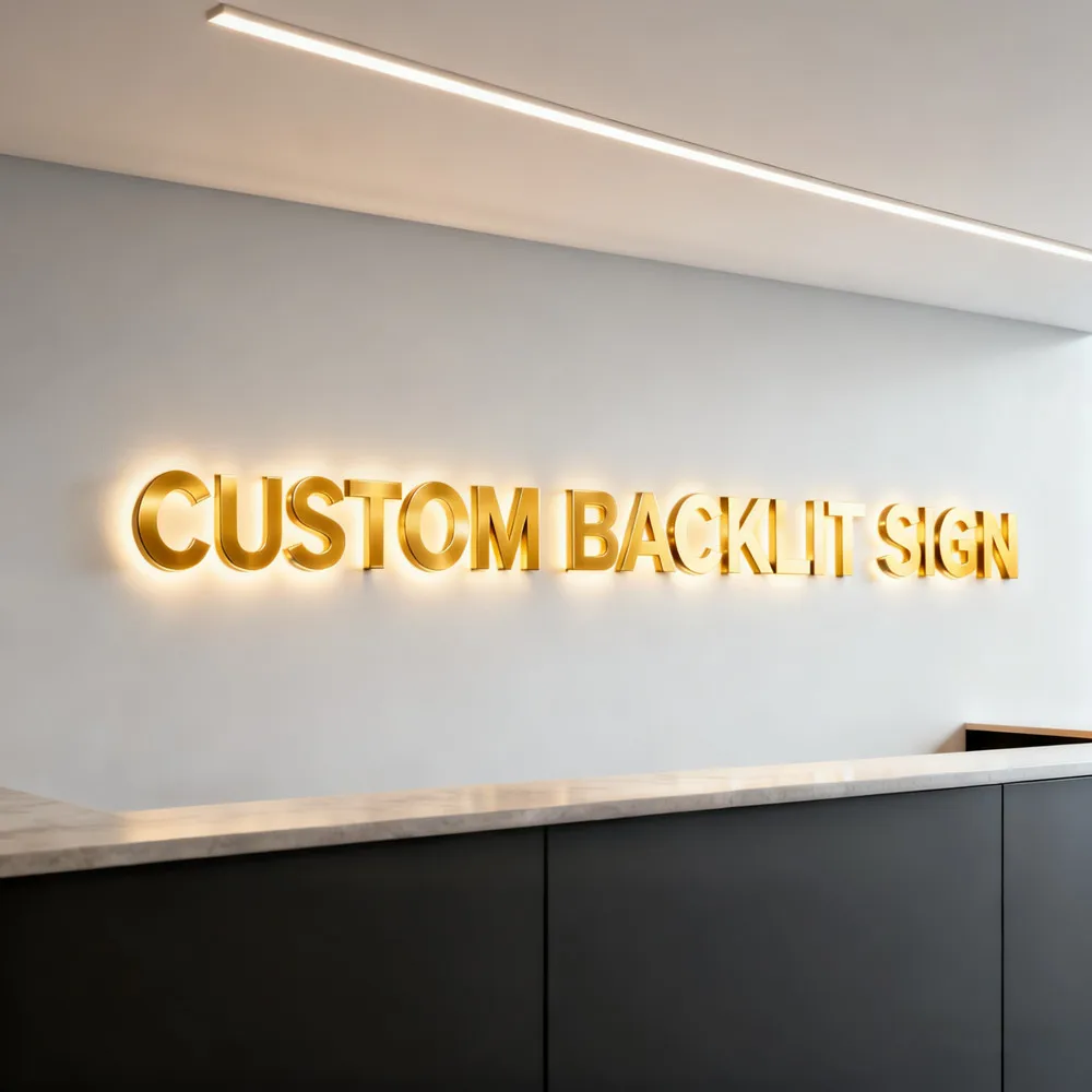 3D Backlit Business Sign Custom Metal Sign For Beauty Salon Clinic Led Letters Halo lit Business Logo Sign Light up Company Sign