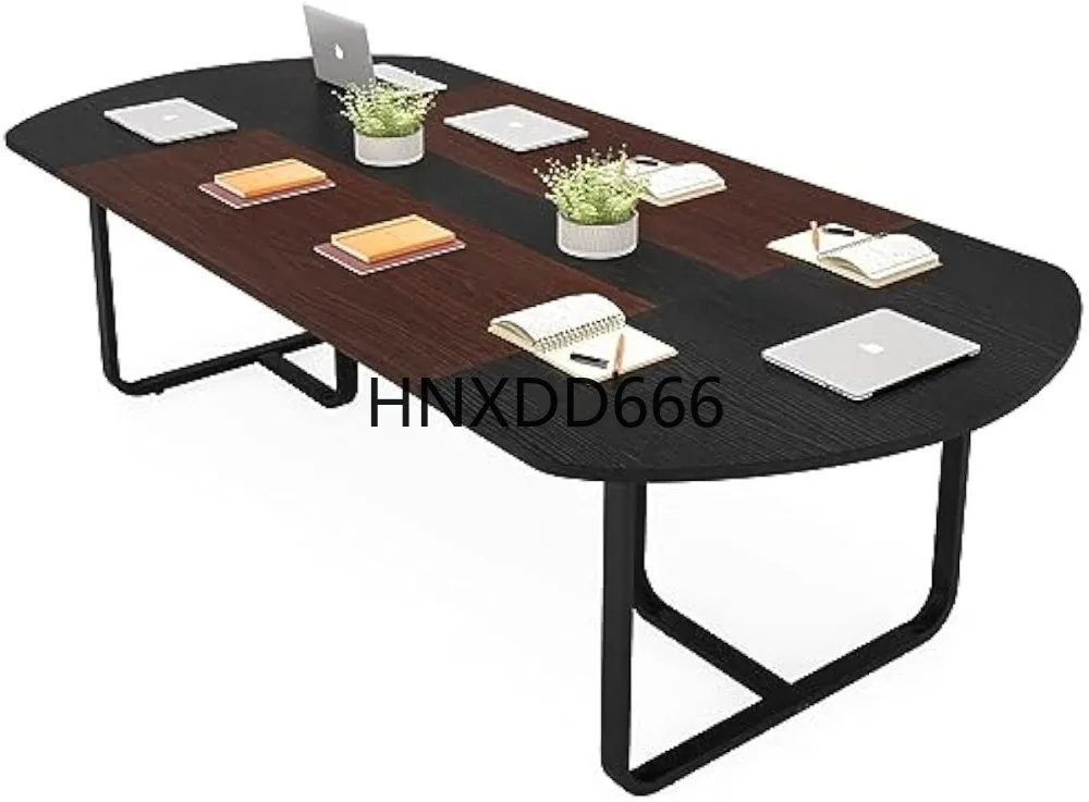 

70.86 Inches 6FT Oval Conference Table, Two-Tone Finish Curved Meeting Tables for Office, Large Business Training Seminar