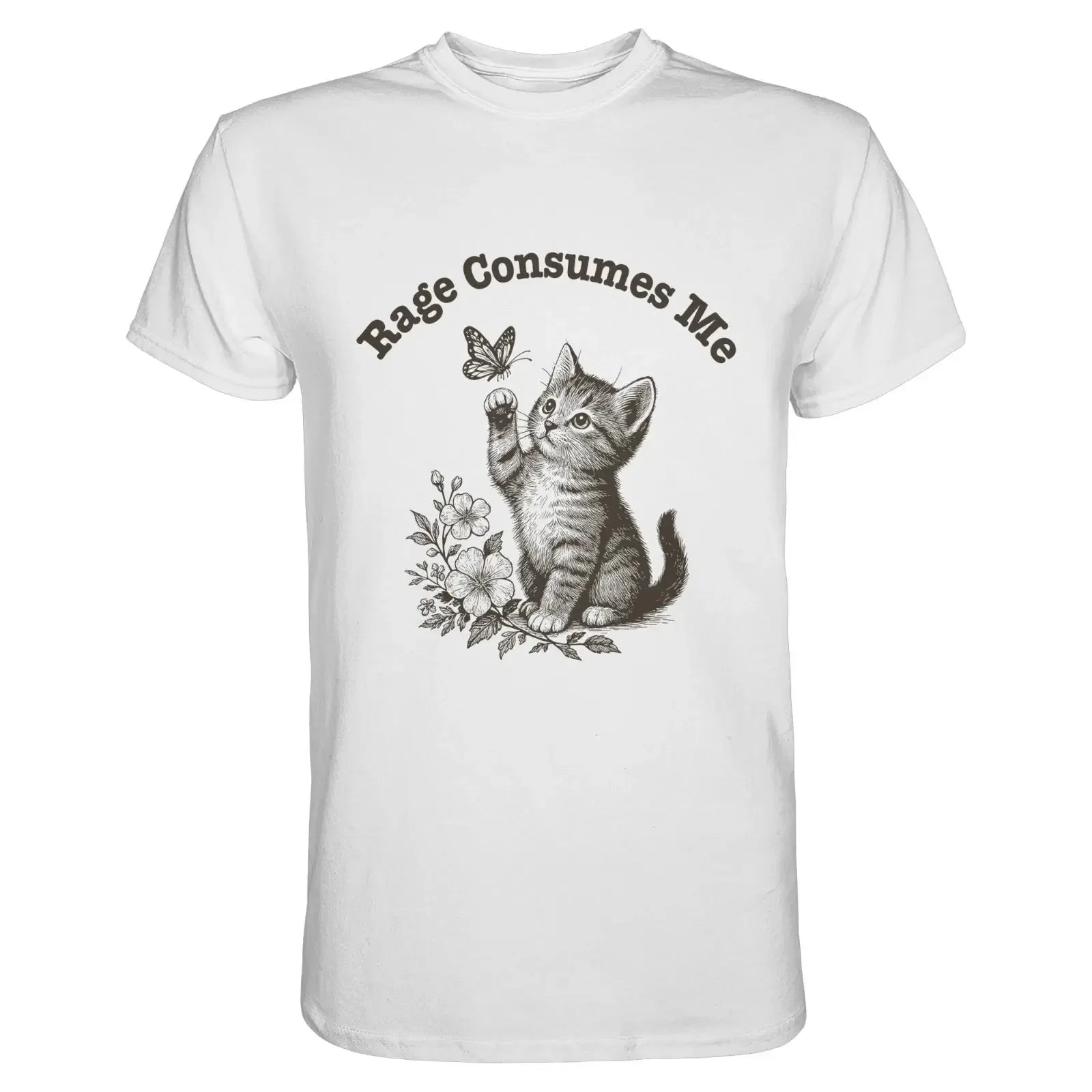 Rage Consumes Me Katzen T Shirt Katze Lustig Vintage Kitten Schmetterling Blumen vintage Washed Comfortable designer clothes