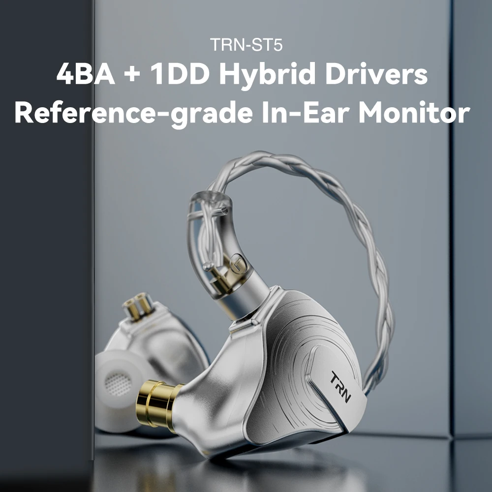 TRN ST5 1DD 4BA Metal Headset Hybrid Units HIFI Bass Earbuds In Ear Monitor Earphones vs moondrop Earphone Kirin TA1 MAX