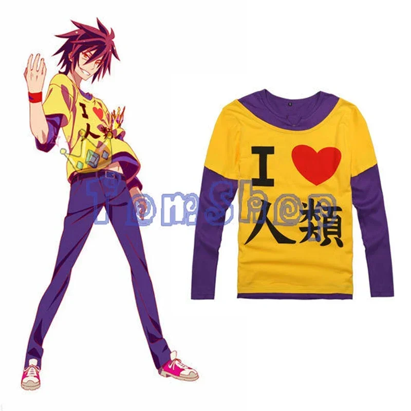 

Anime "No Game No Life" Sora cosplay long sleeve casual T-shirt men women cotton t shirts tee shirt M L XL XXL