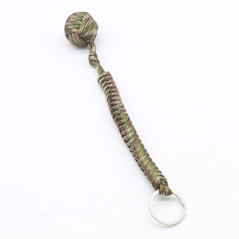 Outdoor Umbrella Rope Keychain Self Defense Lanyard Woven Steel Ball Buckle Tactical Climbing Survival Tool Carabiner Hook Cord