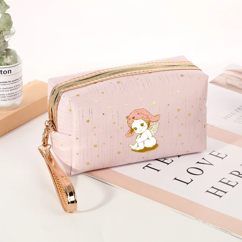 Sonny Angel Cosmetic Bag Hot Stamping Star Cute Cartoon Pencil Case Large Capacity Zip Portable Girl Travel Toiletry Bags Gift