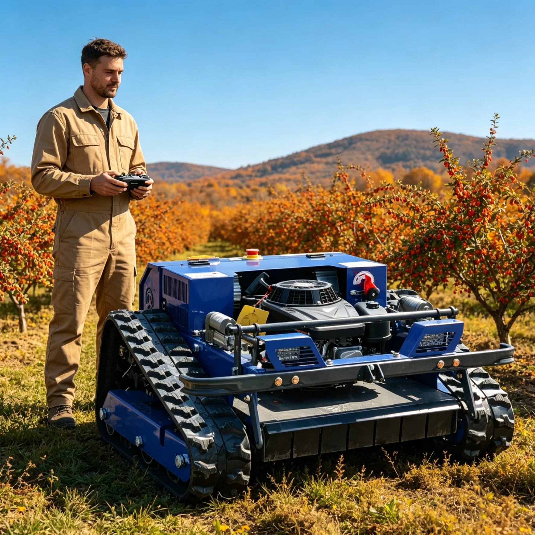 Customized intelligent robot lawn mower industrial remote‑control support, ideal for farm vineyard large‑area weeding