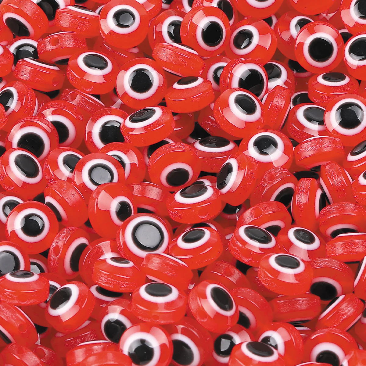 100pcs/200pcs/300pcs 6/8/10mm Red Turkish Evil Eye Beads Resin Flat Round Evil Eye Beads For Jewelry Making Loose Spacer
