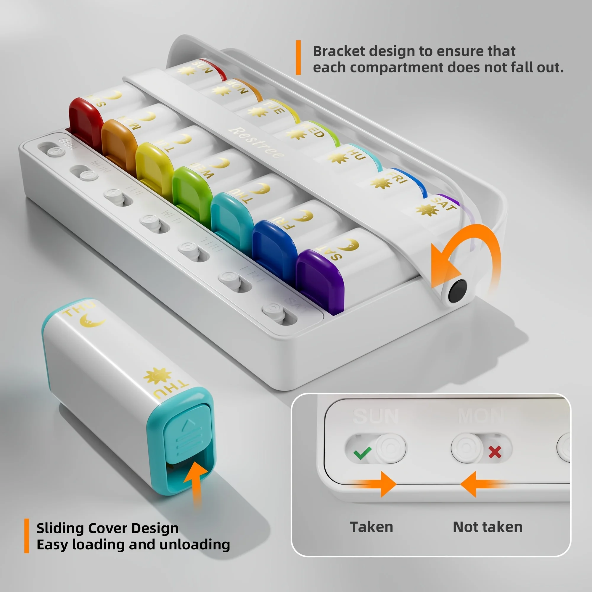 منظم حبوب الدواء الأسبوعي لمرة واحدة في اليوم، صندوق حبوب السفر لمدة 7 أيام، منظم الأدوية اليومي، علبة حبوب منع الحمل المحمولة AM&PM