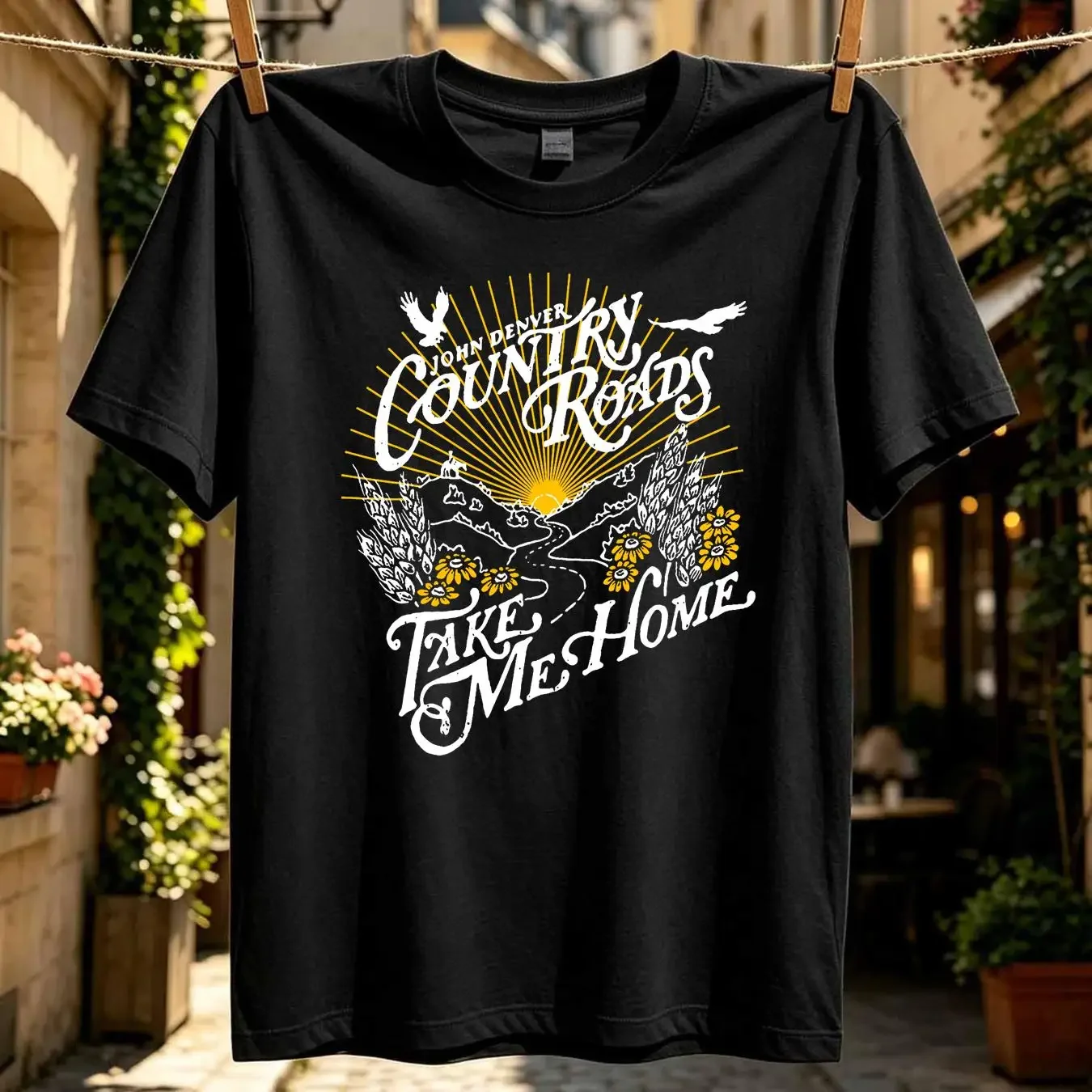 washed T Shirt John Denver Country Roads Take Me Home All Sizes 3A438 vintage Washed Top For Everyday Wear Comfortable Stylish