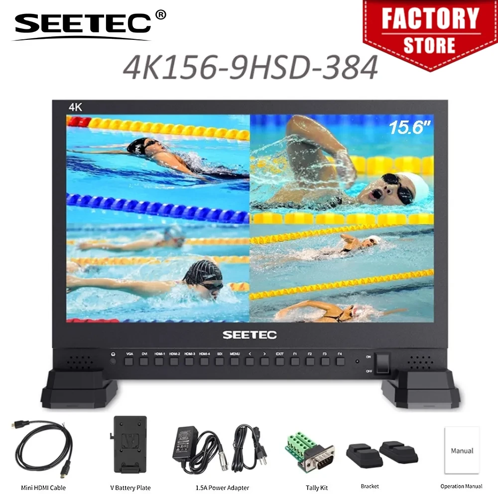 

SEETEC 4K156-9HSD 15.6 Inch IPS 3G SDI Broadcast Monitor UHD 3840x2160 4K Video Monitor LCD 4x4K HDMI Quad Split Display VGA DVI