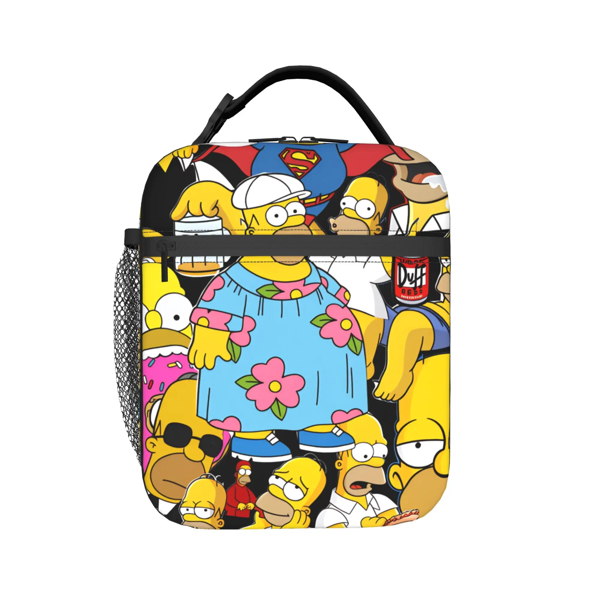 Funny S-Simpsons Homer Memes Lunch Bag Portable Insulated Lunch Box Child Travel Design Cooler Bag Cute Oxford Tote Handbags
