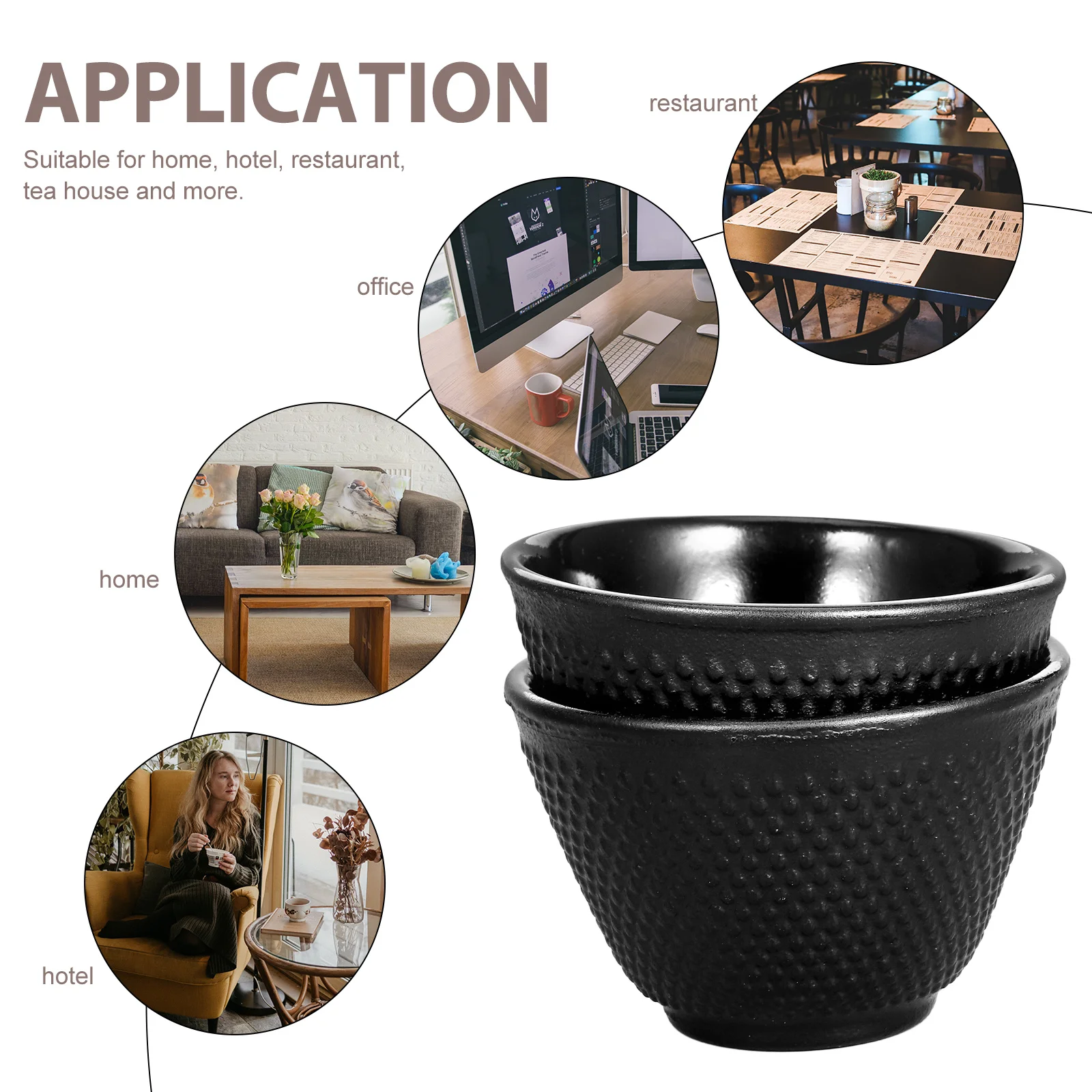 

2 шт. чугунные чайные чашки, китайские чайные чашки, ретро-стиль, прочная изоляция, подходит для домашнего офиса, японская чашка для питья