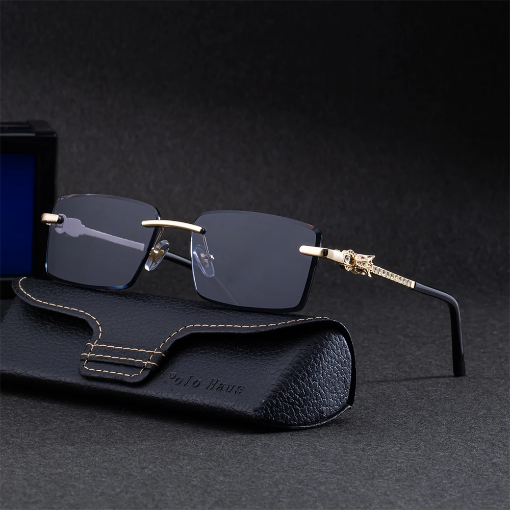 Herren-Sonnenbrille mit diamantbesetztem Rahmen, polarisierte Sonnenbrille, modische UV400-Gläser, Street-Outdoor-Sonnenbrille, Herrenbrille