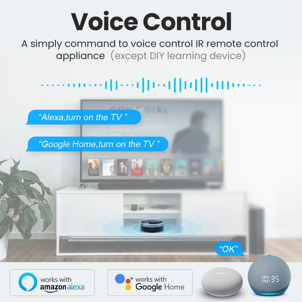 CUSAM IR+RF433/315 Smart Remote Control Wifi Universal Controller for TV A/C Curtain Roller Shutter Works with Alexa Google Home