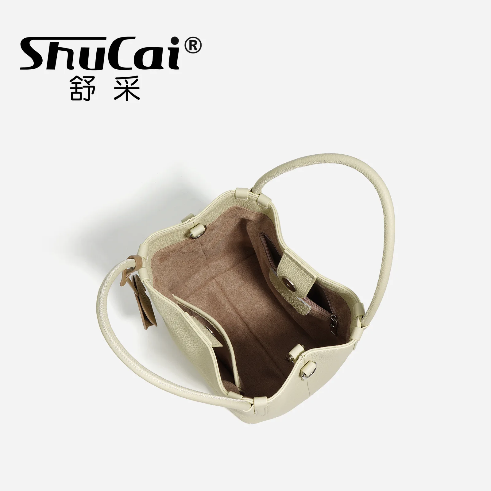 Head Layer Cowhide Vegetable Basket Bag Leather Cell Phone Crossbody Bag Commuter Shoulder Bucket Bag