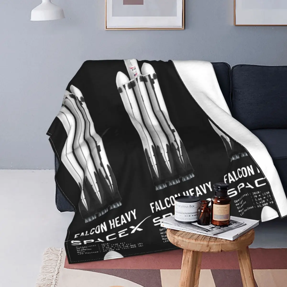 SpaceX Falcon Heavy Starship Flannel Throw Blankets Blanket for Home Car Super Warm Bedroom Quilt