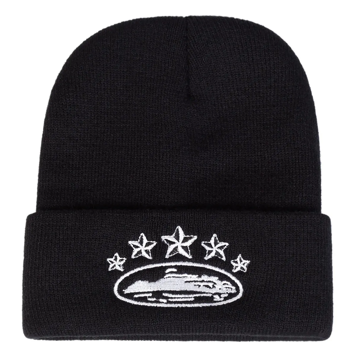 Winter Fashion Warm Knitted Hat Devil's Island Embroidery Trendy Street Hoodie Cold Hat Outdoor Travel Ear Protection Beanies