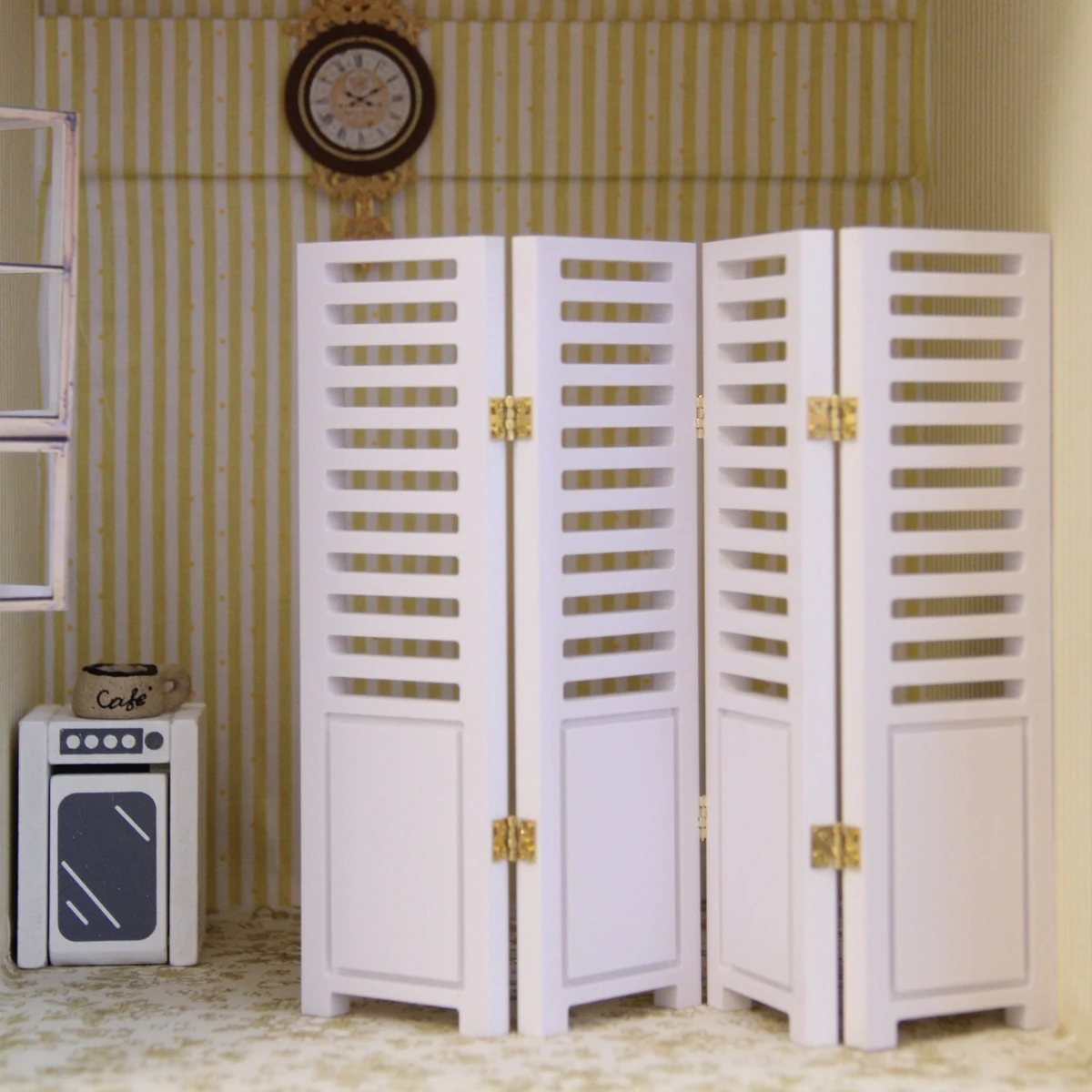 1:12 Miniature Realistic White Screen Divider (2 Styles Available) Made of High-Density Pvc Material, Mini House Decoration Ornament Furniture Model