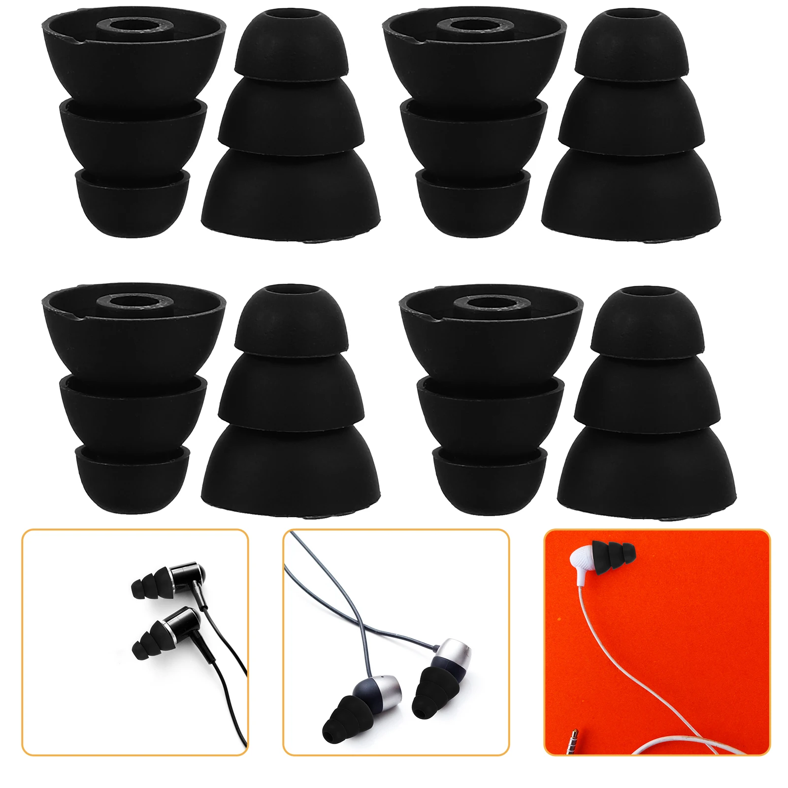 

Three-Layer Silicone Ear Tips -Ear Earbud Replacement Compatible With 3.8Mm Earphones For Mp3 Phone Noise Reduction
