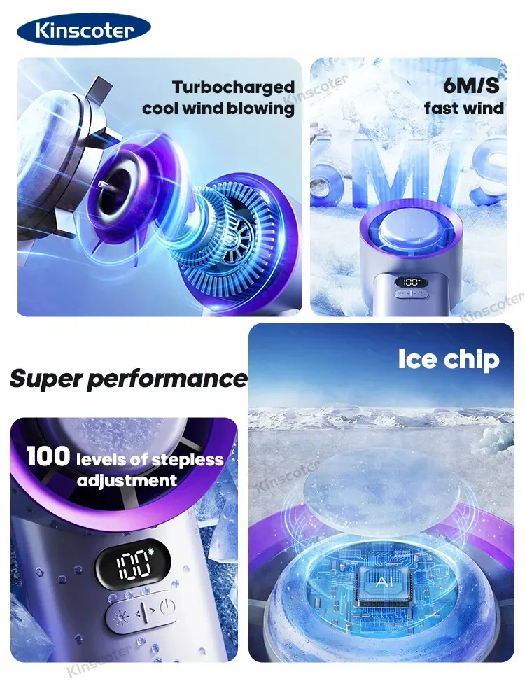 KINSCOTER Portable Handheld Turbo Fan 100 Wind Speeds Adjustable Mini Personal Fan Battery Operated Electric Eyelash Fan image 3